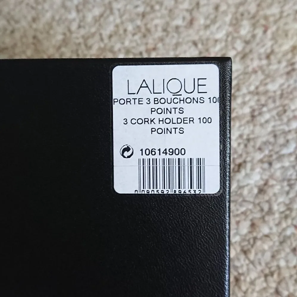Lalique crystal 100 Points 3 Corks Holder new with box